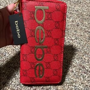 Bebe Red Wallet with Gold Accents